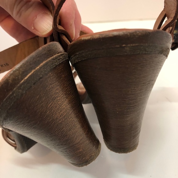 Trask Summer Brown Leather Heeled Sandal Sz 7 - Picture 3 of 7